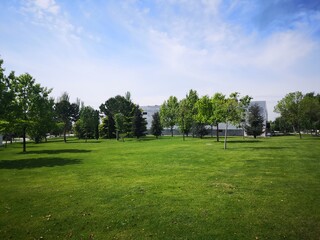 University campus in spring time