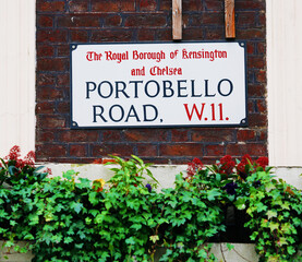Fototapeta na wymiar London Street Sign, Portobello Road
