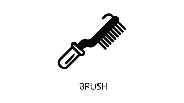 Metal brush icon animation outline best object on white background