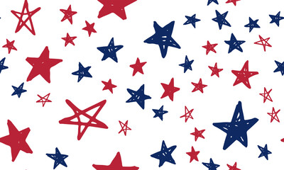 Stars grunge.	Presidents day. Independence Day USA. Hand drawn illustration. 