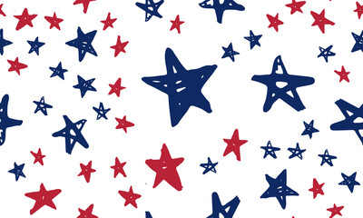 Stars grunge.	Presidents day. Independence Day USA. Hand drawn illustration. 