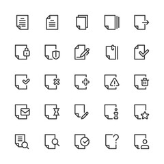 Simple Interface Icons Related to Document. Document Flow Management, File, Bureaucracy. Editable Stroke. 32x32 Pixel Perfect.