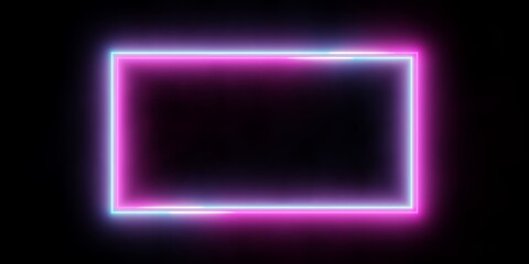 Modern futuristic abstract blue, red and pink neon glowing light double frame design in dark room background