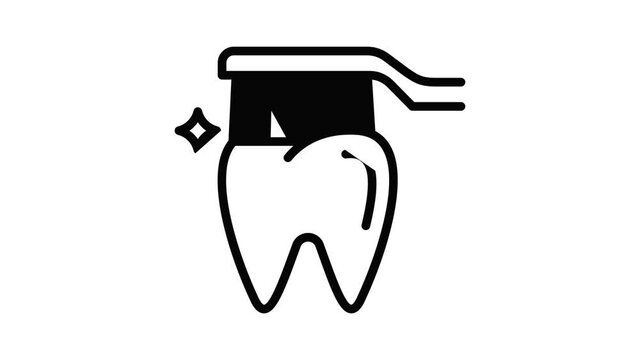 Toothbrush clean tooth icon animation outline best object on white background