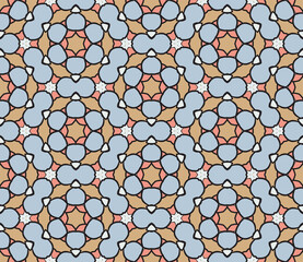 Abstract colorful doodle flower seamless pattern. Floral background. Mosaic, tile of thin line ornament.