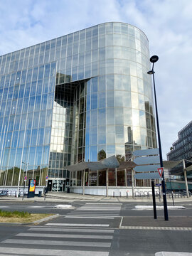 Exterior view of the Mediatheque of Bordeaux, a multimedia library installed in the quarter of Meriadeck