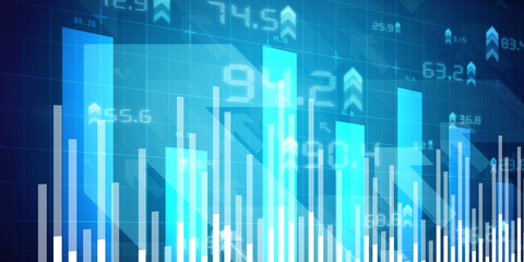 2d rendering Stock market online business concept. business Graph 