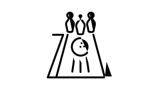 Bowling track icon animation outline best object on white background