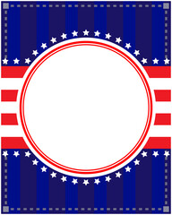 USA flag symbols round border frame banner with empty space for text vector design template letterhead.