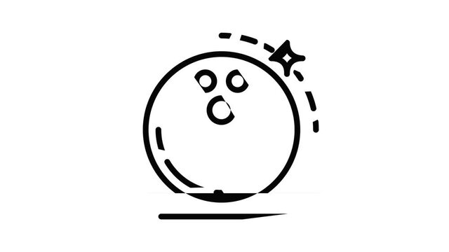 Shine bowling ball icon animation outline best object on white background