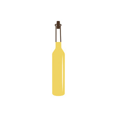 Simple minimalist bottle icon with traditional lemon liqueur limoncello. Preparation and sale of Italian alcoholic beverage. Collection of fine homemade drinks. One way to use lemons. Wine shop