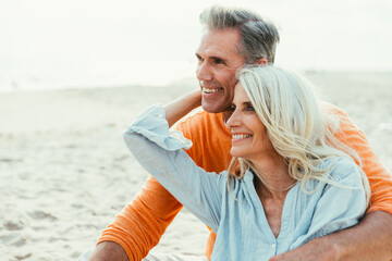 Happy senior couple spending time at the beach. Concepts about love,seniority and people