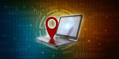3d  rendering travel and navigation planning, concept with laptop    © deepagopi2011
