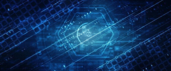 2d illustration Abstract futuristic electronic circuit technology background
