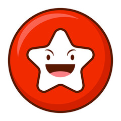 Cute social media angry face star emoji on a red button. Royalty-free.