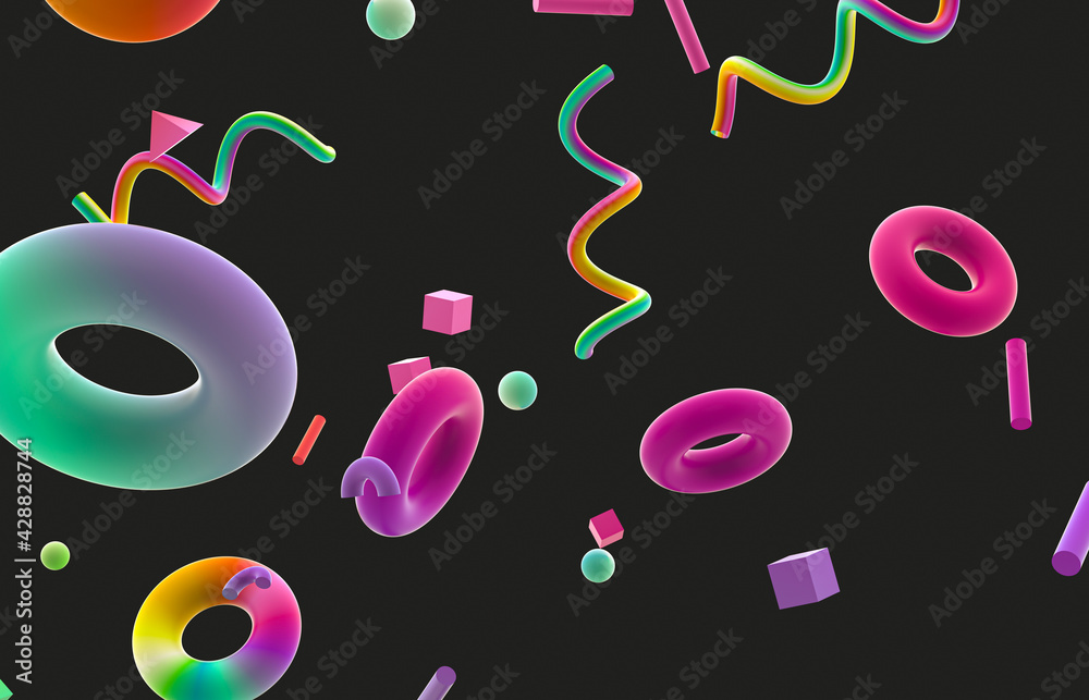 Aufkleber abstract colorful 3d art background with geometric shape. memphis style.