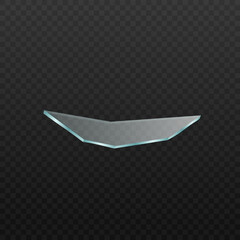 Broken glass shard isolated on dark background a vector realistic 3d illustration