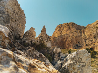 landscape with blue sky and mountain peaks