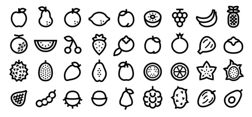 Fruits Icon Set (Bold outline version)