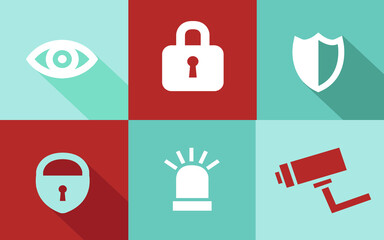 set of vector flat color security logo 