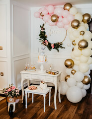 birthday decoration for girl Tara pink flowers balloons cake girly first 