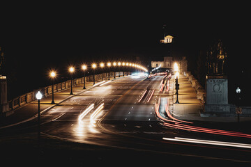 Memorial Bridge traffic at night in D.C. 