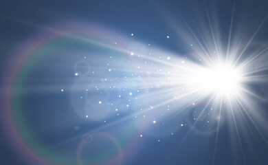 Fototapeta premium Bright beautiful star.Vector illustration of a light effect on a transparent background. 