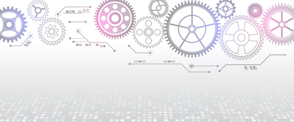 Vector cogwheels modern mechanism. Industrial concept. Hi tech made of gears background. Futuristic cogwheels movement illustration.