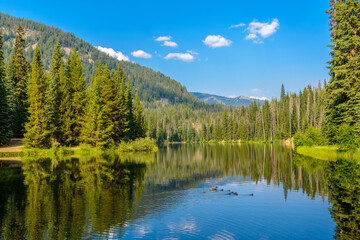 Majestic mountain lake in Canada. Lightning Lake in Manning Park in British Columbia.