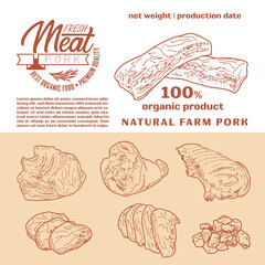 Fresh raw meat engraved design