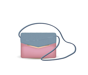 Pink and grey woman bag, vector illustration