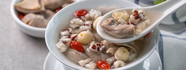 Four Tonics Soup. Delicious traditional Chinese herb flavor food.
