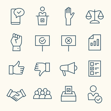 Elections line vector icon set