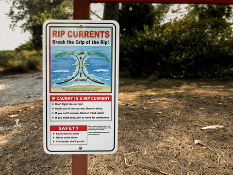 Rip Currents Sign on a Florida Beach