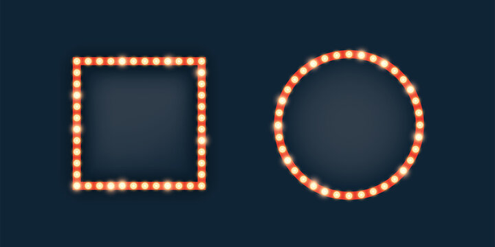 Marquee Lights In Square And Circle Frame Illustration