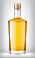 Glass bottle on background. Cork version. 