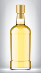 Glass bottle on background. Gold Foil version. 