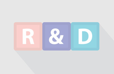 R and D acronym, Research and development concept- vector illustration