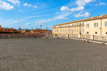 Fototapeta na wymiar Quirinal Square and Quirinal Palace, current official residence of the President of the Italian Republic, Rome, Italy