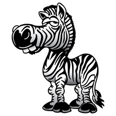 Zebra Cartoon Drawing Isolated Vector Illustration