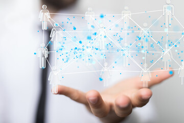 videoconference group of people talking in social network business
