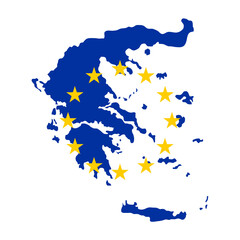 Obraz premium Map of Greece with European Union flag isolated on white background.