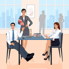 A female businessman gives a task to the company's employees