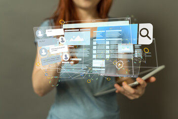 web develop interface web application in hand