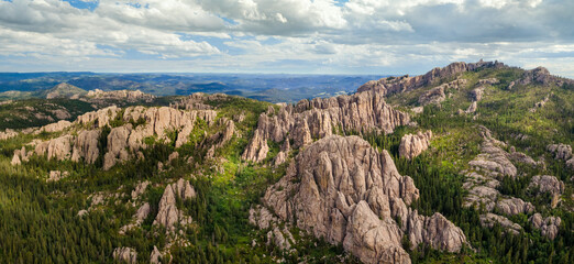 Black Elk Peak trail to the stone fire tower in the Black Elk Wilderness -  highest point east of the Rocky Mountains - South Dakota wilderness trail