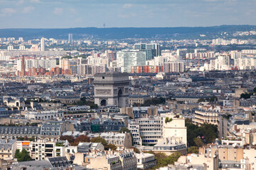 Fototapeta na wymiar Aerial view of the Arc de Triomphe in Paris