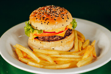 burger and fries