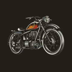 Original vector illustration in retro style. American motorcycle custom made.