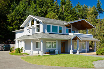 Luxury house at sunny day in Vancouver, Canada.