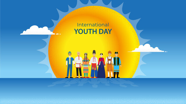 design illustration of people celebrating youth day day of unity of peoples International youth day Kazakhstan